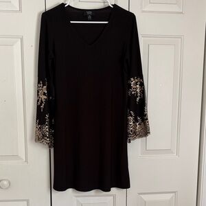 MSK Black Dress with Gold Sleeve Detailing petite small